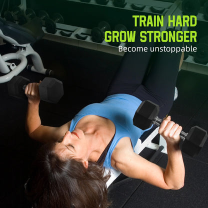 Rubber Encased Hex Dumbbell, 50Lbs, Single